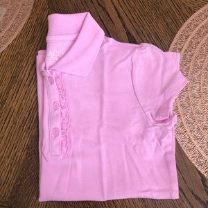 NWT children place three button polo with ruffles. Kids Size M (7/8)